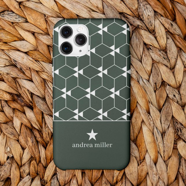 Coques Case-Mate iPhone Motif géométrique moderne avec étoile Monogram (Créateur téléchargé)