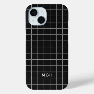 Coque Pour iPhone 15 Motif géométrique monogramme et couleur personnali