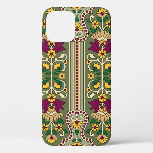 Coques Case-Mate iPhone Motif géométrique Mughal Paisley sur fond vert (Verso)