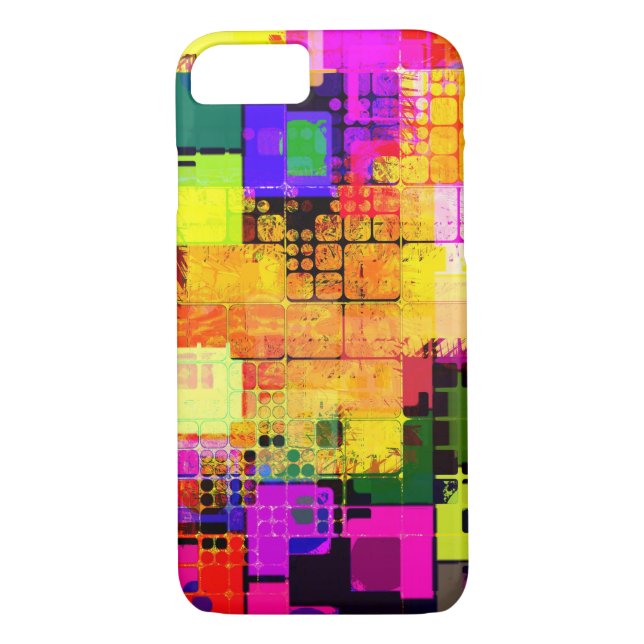 Coques Case-Mate iPhone Motif géométrique multicouleur carré (Dos)