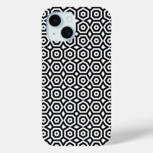 Coque Pour iPhone 15 Motif géométrique noir et blanc