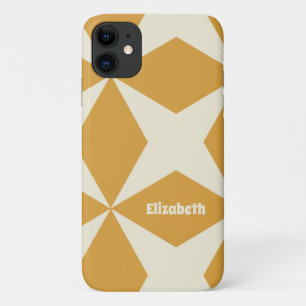 Case-Mate iPhone Case Motif géométrique rétro Nom personnalisé Jaune