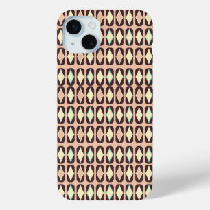Coque iPhone 15 Mini Motif géométrique sans couture en feuille brun fon