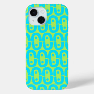 Coque Pour iPhone 15 Motif géométrique turquoise et vert lime