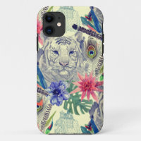 Motif indien vintage de tigre de style