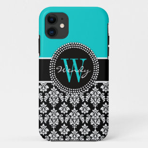 Etui iPhone Case-Mate Motif initial personnalisé de damassé de noir
