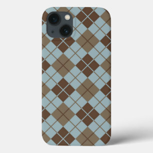 Coques Pour iPhone Motif Jacquard en bleu et Taupe