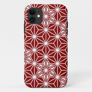 Coque Case-Mate Pour iPhone Motif japonais Asanoha - rouge foncé