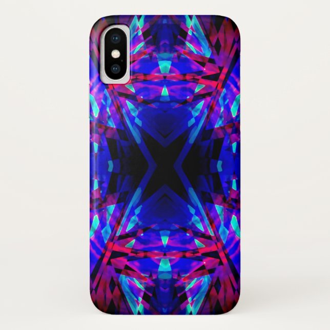 Coques Case-Mate iPhone Motif kaléidoscope bleu et rouge (Dos)