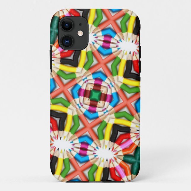 Coques Case-Mate iPhone Motif kaléidoscope de crayon brillant (Dos)
