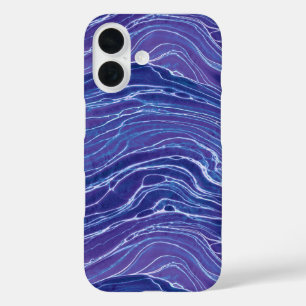Coques iPhone 16 Motif Lavender Blue Abstrait Waves