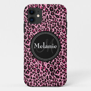 Etui iPhone Case-Mate Motif Léopard Blanc Noir Rose Monogramme