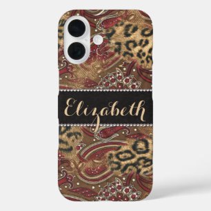 Coques iPhone 16 Motif Leopard et Paisley Imprimer pour personnalis