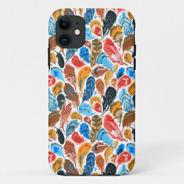 Coques Case-Mate iPhone Motif lumineux avec plumes d'oiseaux (Dos)