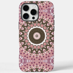 Coques iPhone 16 Pro Max Motif Mandala Rose et Mocha Géométrie Florale