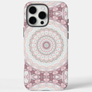 Coques iPhone 16 Pro Max Motif Mandala Rose Pâle et Menthe