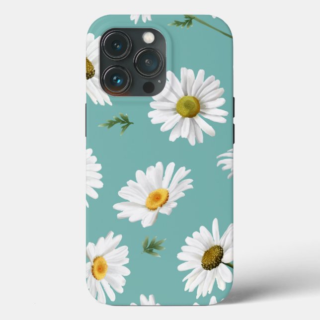 Coques Case-Mate iPhone Motif marguerrier, Arrière - plan Turquoise, (Verso)