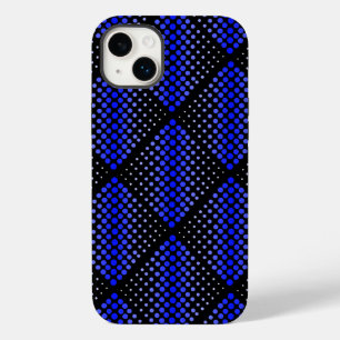 Coque Pour iPhone 14 Plus Motif matriciel bleu 01 Black BG