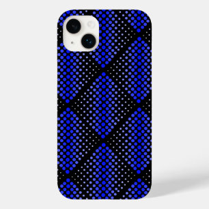 Coque Pour iPhone 14 Plus Motif matriciel bleu 01 Black BG