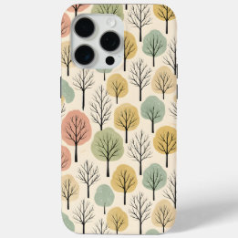 Coque iPhone 15 Pro Max Motif minimaliste de l'arbre d'automne Pastel Forê