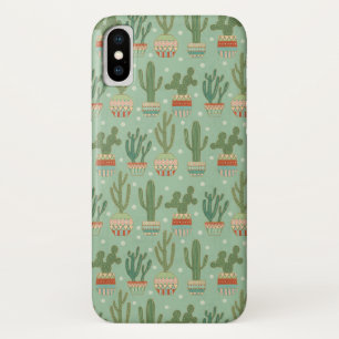 Coque iPhone X Motif mis en pot de cactus d'étape de Geo de