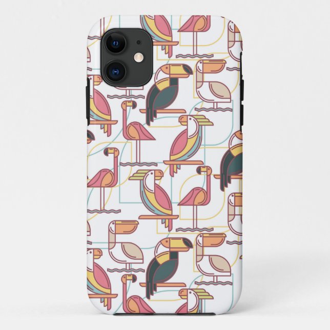 Coques Case-Mate iPhone Motif moderne avec les oiseaux tropicaux (Dos)
