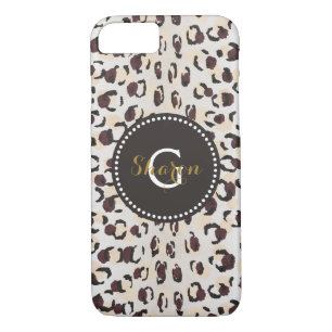 Coque Case-Mate Pour iPhone Motif moderne chic brun cheetah imprimé monogramme