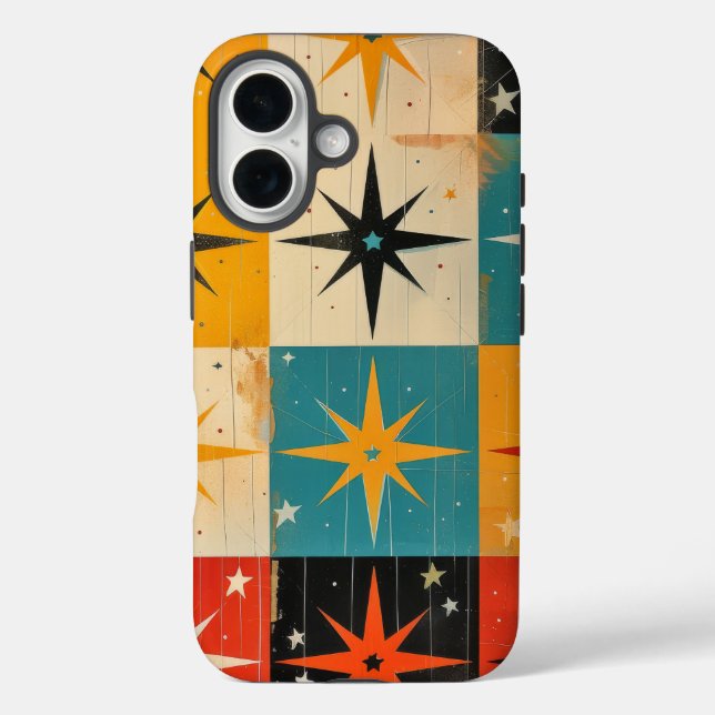 Coques Case-Mate iPhone Motif moderne du milieu du siècle Turquoise jaune  (Verso)