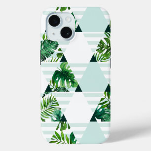 Coque Pour iPhone 15 Motif moderne Mint Green Tropical Triangles