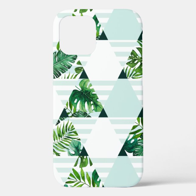 Coques Case-Mate iPhone Motif moderne Mint Green Tropical Triangles (Verso)