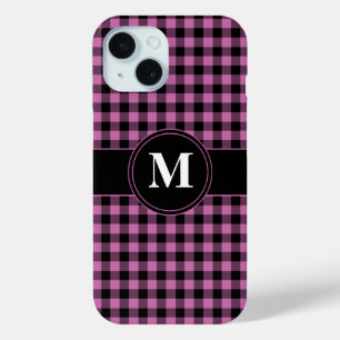 Coque Pour iPhone 15 Motif moderne Monogramme rose