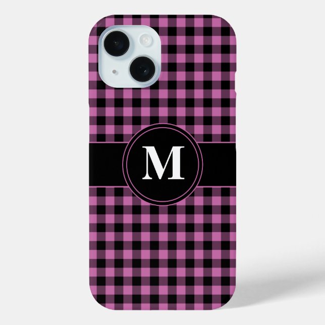 Coques Case-Mate iPhone Motif moderne Monogramme rose (Verso)