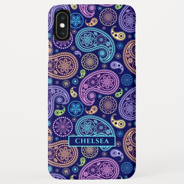 Coques Case-Mate iPhone Motif moderne Paisley Nom personnalisé (Dos)