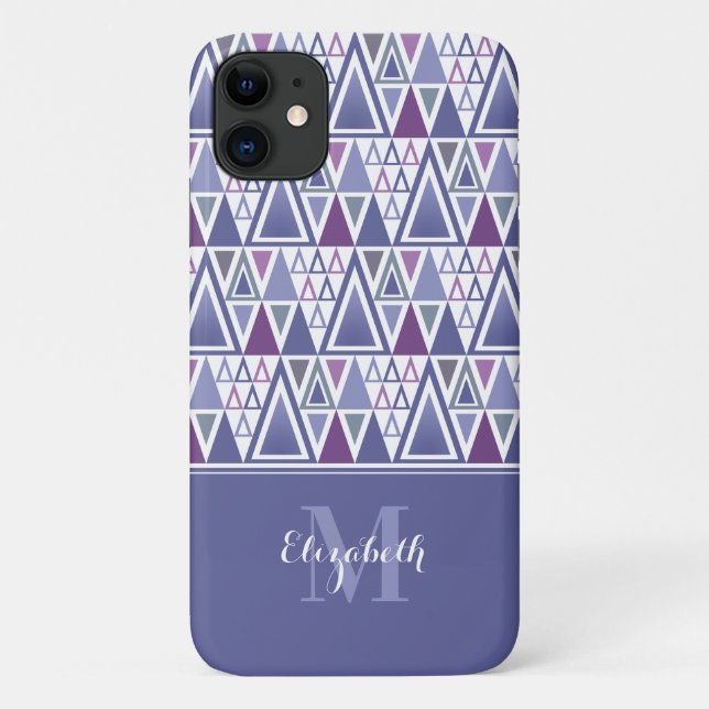 Coques Case-Mate iPhone Motif moderne rétro rose violet  monogrammé (Dos)