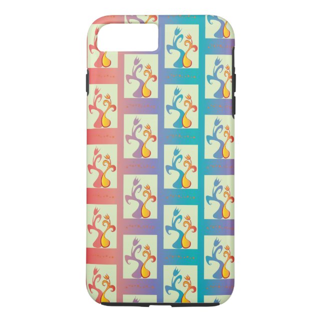 Coques Case-Mate iPhone Motif moderne rouge, violet et bleu Tulip Couple (Dos)