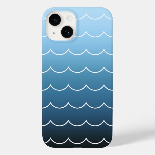 Coques Case-Mate iPhone Motif moderne vague calme bleu dégradé (Verso)