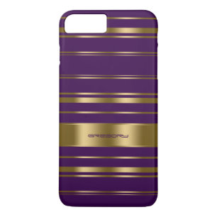 Etui iPhone Case-Mate Motif Monogramme Gold & Purple Stripes