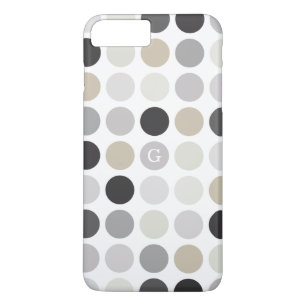 Coques Pour iPhone Motif monogramme moderne à pois noir et blanc