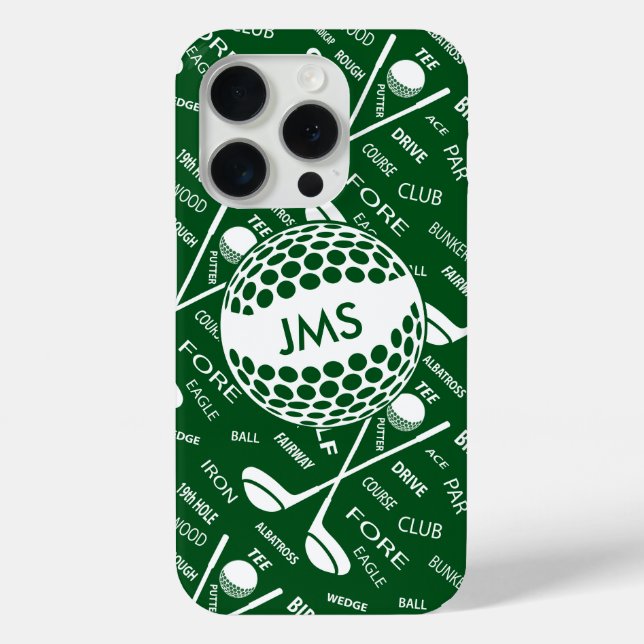 Coques Case-Mate iPhone Motif monogramme pour Golfer (Verso)