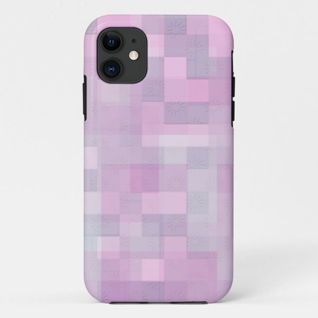 Coques Case-Mate iPhone Motif mosaïque abstrait rose blanc gris (Dos)