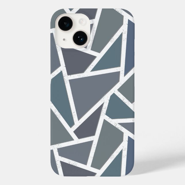 Coques Case-Mate iPhone Motif mosaïque bleu-gris (Verso)