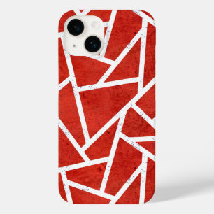 Coque Pour iPhone 14 Motif mosaïque rouge et blanc