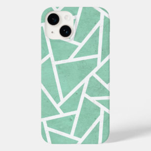 Coque Pour iPhone 14 Motif mosaïque vert menthe et blanc