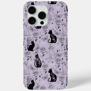 Coque iPhone 15 Pro Max Motif mystique de chat noir et papillon   Cuisine