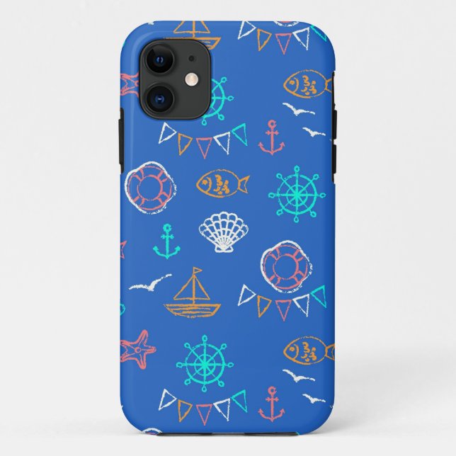 Coques Case-Mate iPhone Motif nautique 1 de dessin de craie (Dos)