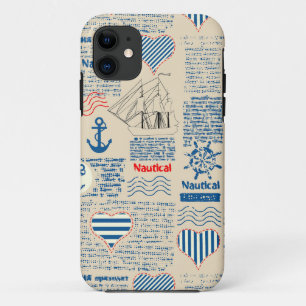 Coque iPhone 11 Motif nautique de journal