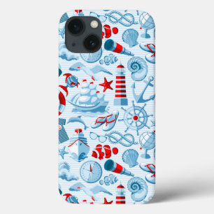 Etui iPhone Case-Mate Motif Nautique Rouge Blanc Et Bleu