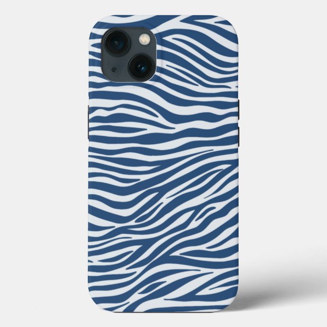 Coques Case-Mate iPhone Motif Navy Blue Zebra Animal Stripes (Verso)