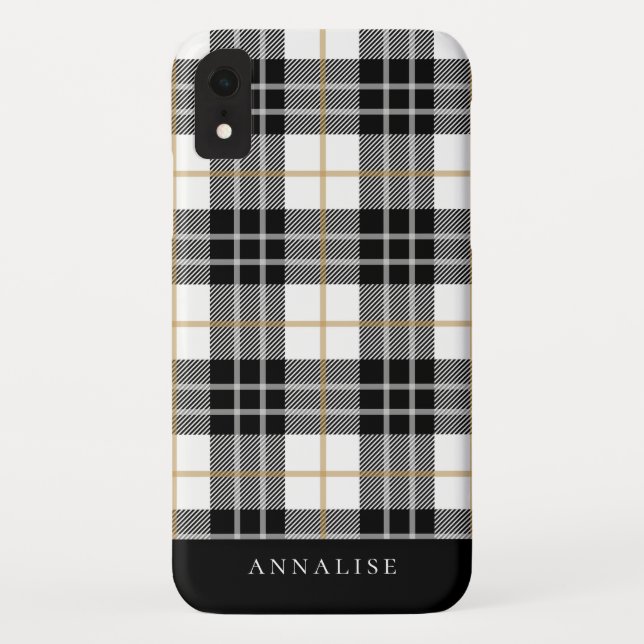 Coques Case-Mate iPhone Motif noir/blanc à la mode de plaid (Dos)