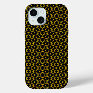 Coque Pour iPhone 15 Motif noir et or japonais